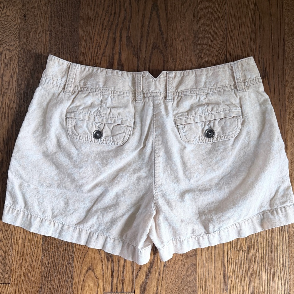 LOFT Womens cotton chino shorts Tonal Floral beige Neutral print size 8 medium - Picture 2 of 4